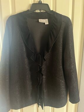 Chico's Black Ruffle-Front Jacket